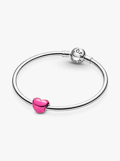 Metalik Pembe Kalp Charm