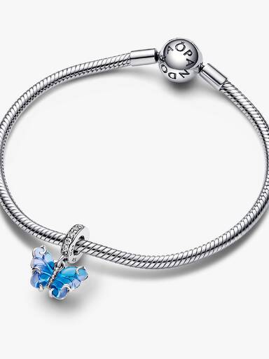 Mavi Murano Cam Kelebek Sallantılı Charm