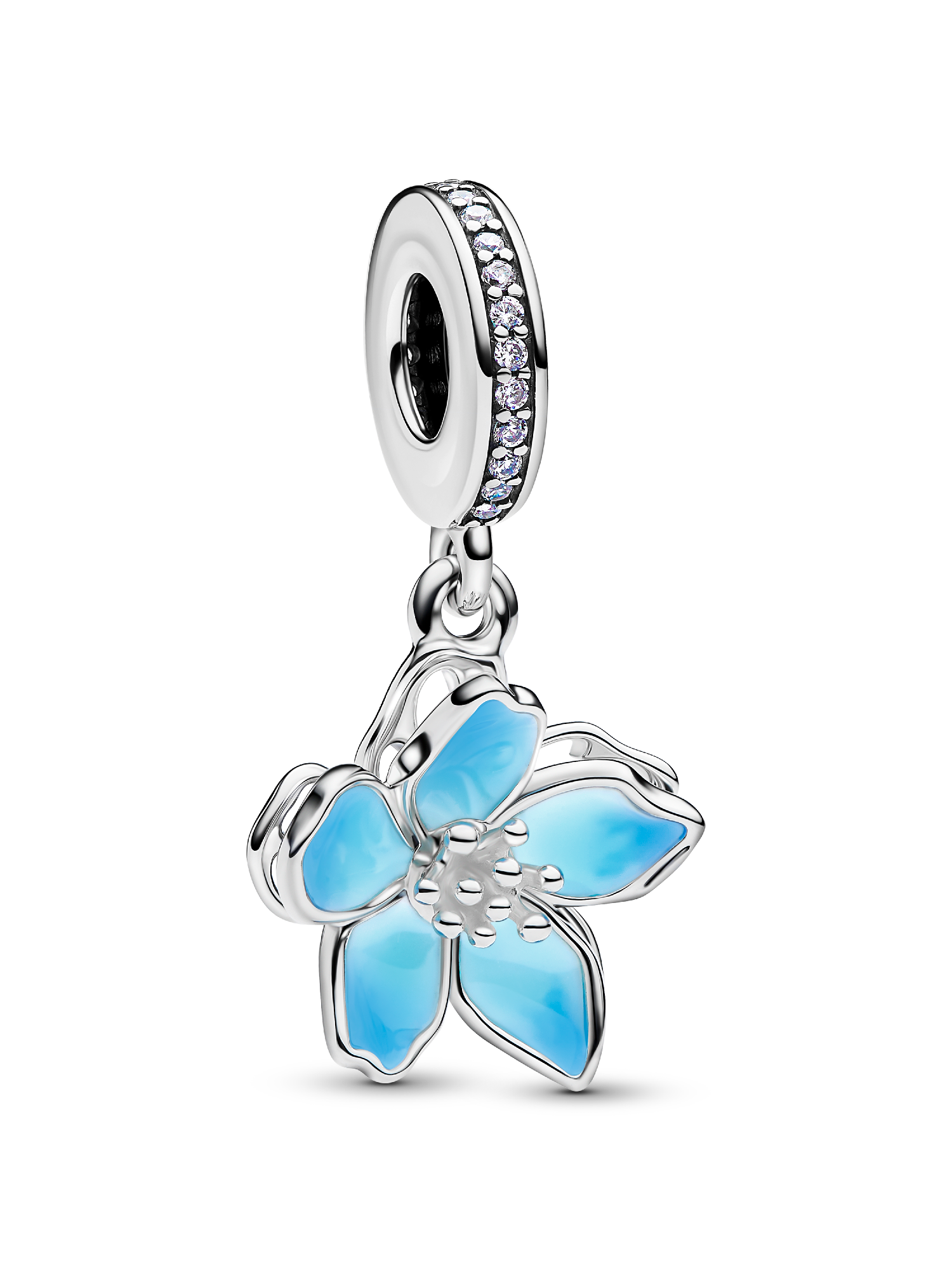 Mavi Çiçek Sallantılı Charm