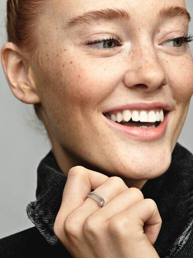 Pandora Signature Logo ve Pavé Çift Şerit Yüzük