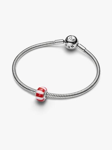 Kırmızı Nane Şekeri Murano Camı Charm