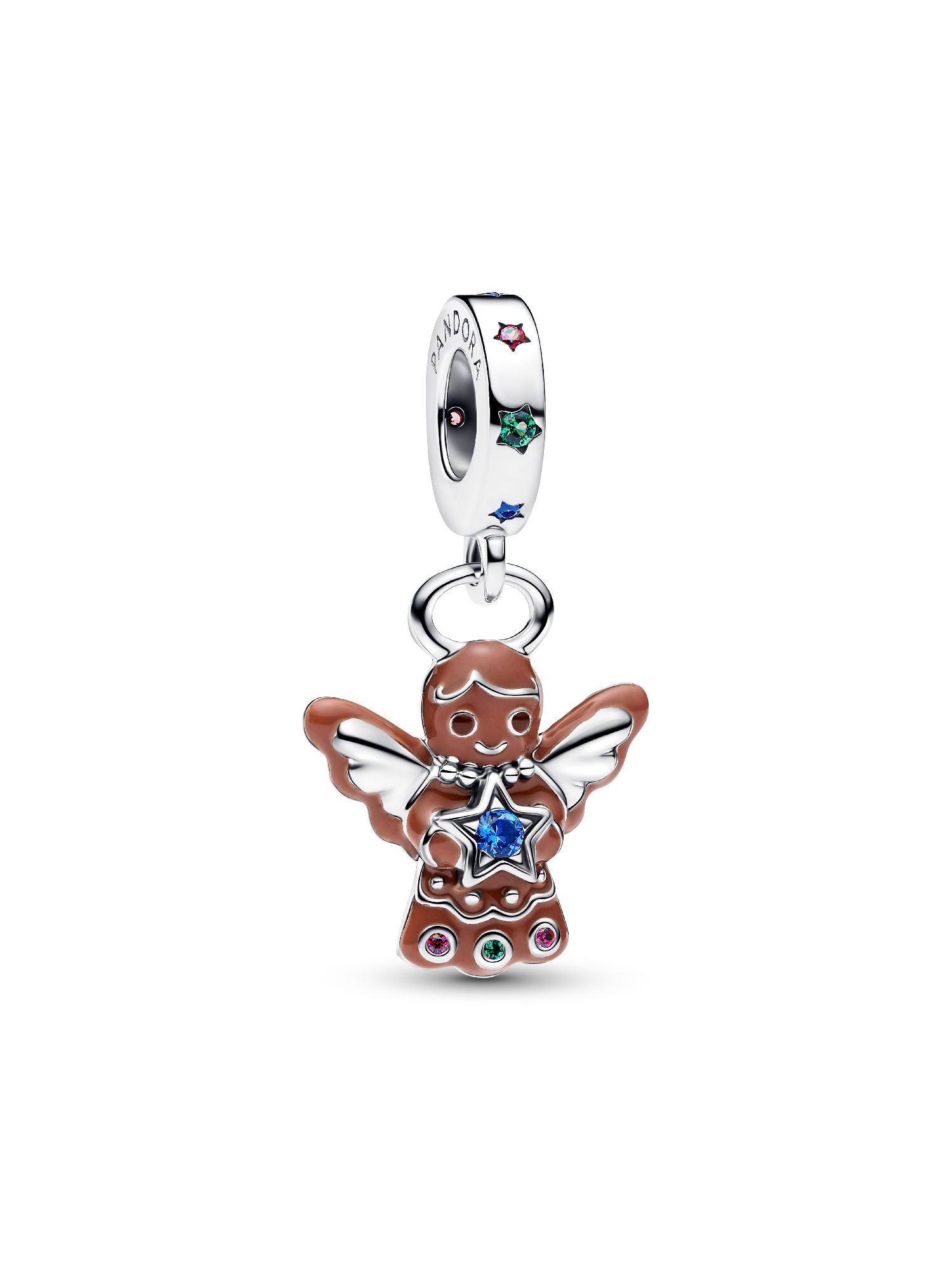 PANDORA ブレスレット　チャーム3個付き　シルバー　925　羽　クロス Kurabiye Adam Melek Sallantılı Charm | 925 ayar gümüş | Pandora TR