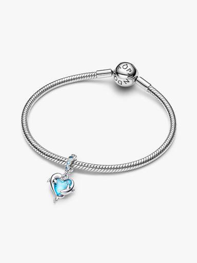 Mavi Murano Camı Yunuslar Sallantılı Charm