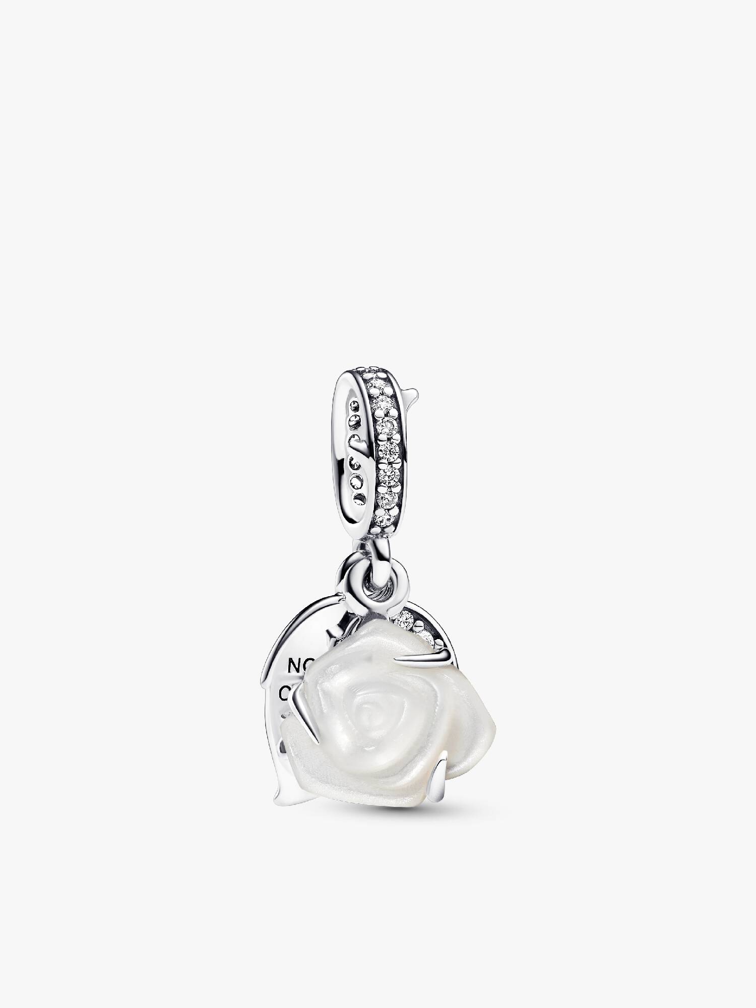 Açan Beyaz Gül Çift Sallantılı Charm