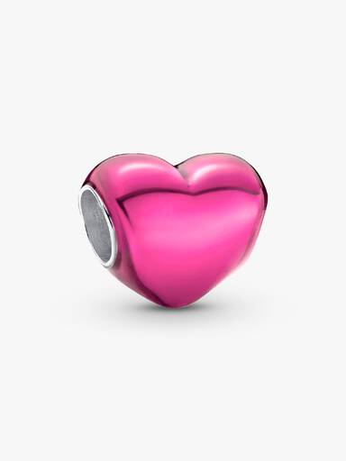 Metalik Pembe Kalp Charm