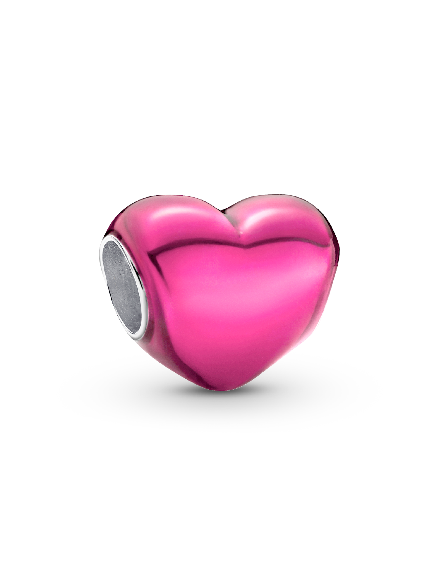 Metalik Pembe Kalp Charm
