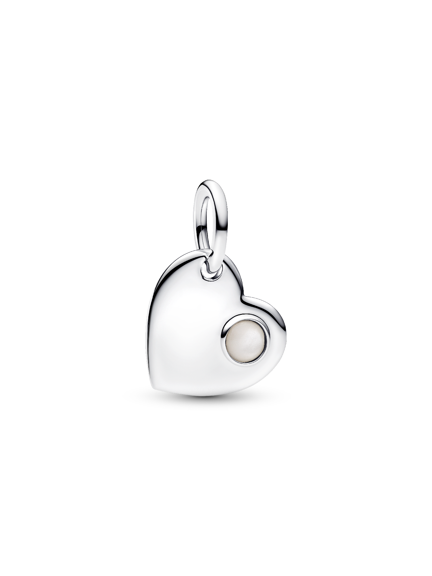 Haziran İşleme Yapılabilir Kalp Beyaz Taşlı Sallantılı Charm