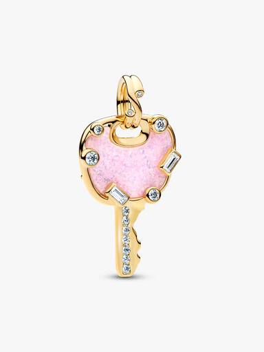 Işıltılı Pembe Sevgi Anahtarı Büyük Sallantılı Charm