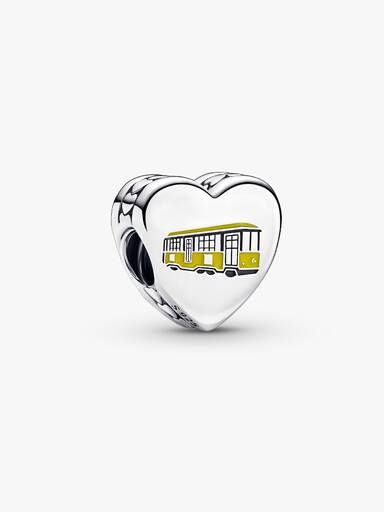 Milano heart sterling silver charm with yellow enamel