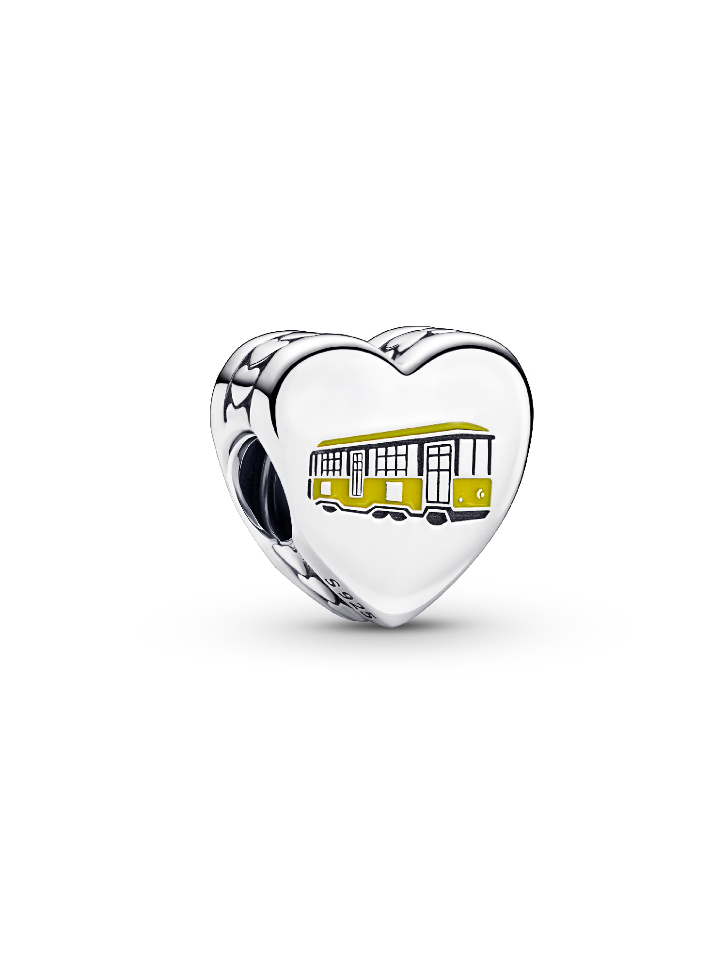 Milano heart sterling silver charm with yellow enamel