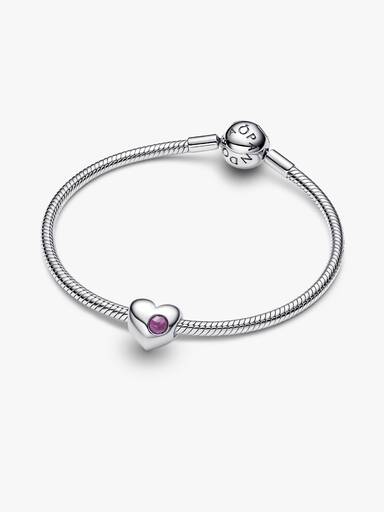 Özel Baskı Yapılabilir Mor Taşlı Kalp Charm