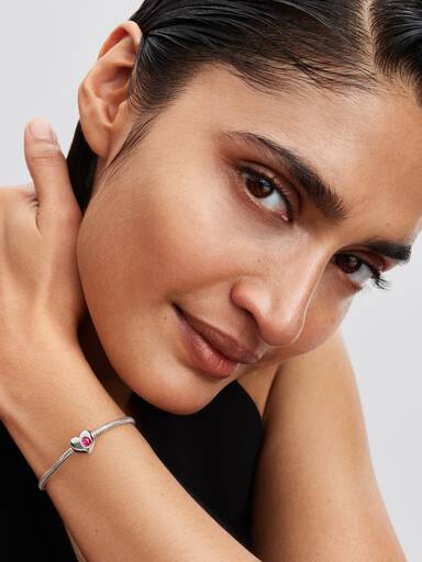 Özel Baskı Yapılabilir Pembe Taşlı Kalp Charm