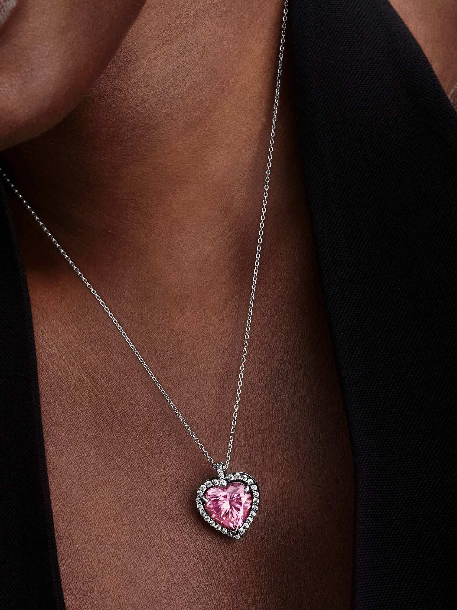 Pembe Hale Kalp Madalyon Kolye