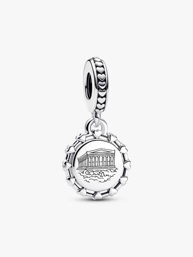 Pathenon and dove sterling silver dangle