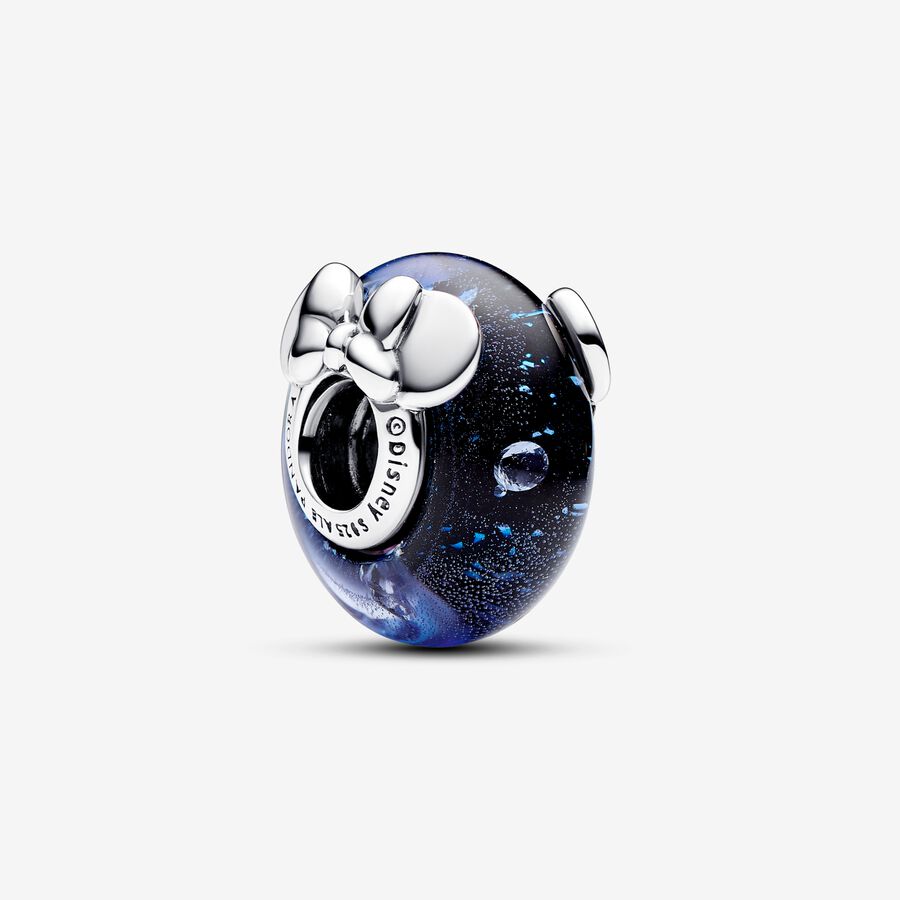 Disney Mickey Mouse ve Minnie Mouse Mavi Murano Cam Charm image number 0