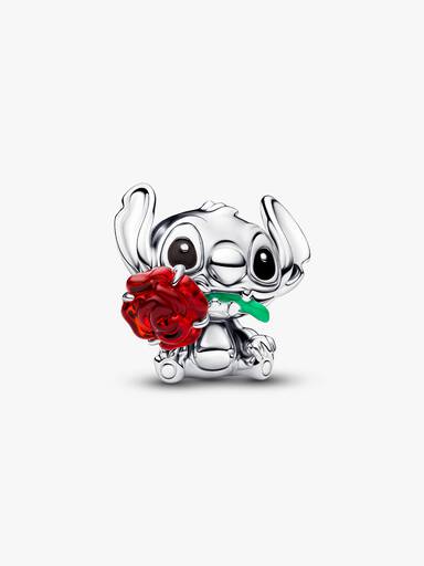 Disney Stitch ve Gül Murano Camı Charm