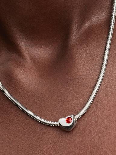 Özel Baskı Yapılabilir Kırmızı Taşlı Kalp Charm