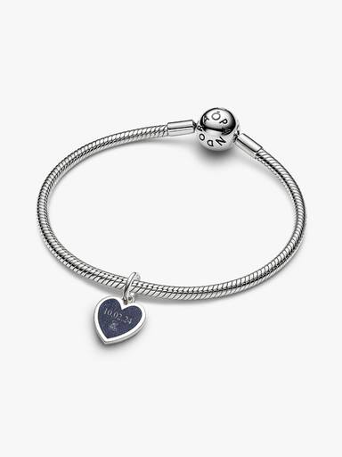 Özel Baskı Yapılabilir Mavi Kalp Sallantılı Charm