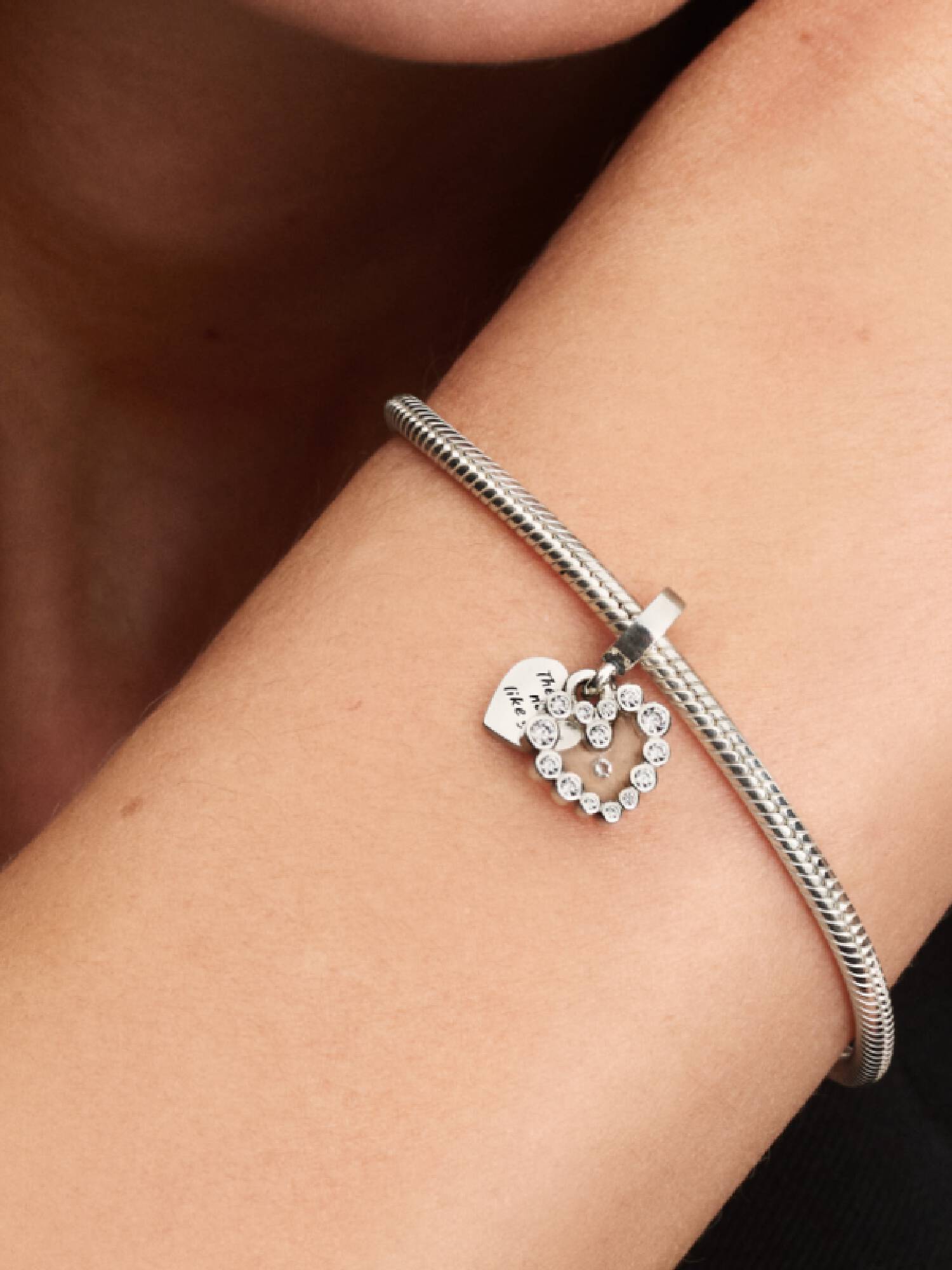 Işıltılı Kalp Çift Sallantılı Charm