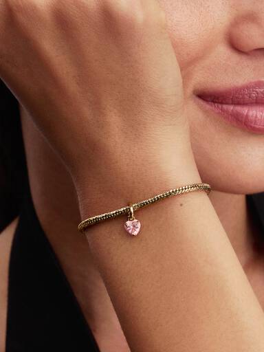 Pembe Çakra Kalp Mini Sallantılı Charm