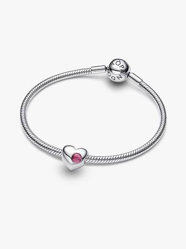 Özel Baskı Yapılabilir Pembe Taşlı Kalp Charm